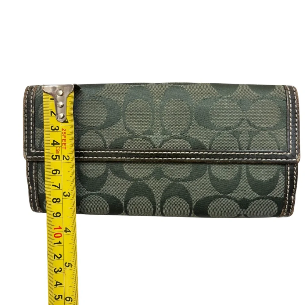 Coach vintage y2k signature dark green long turnlock wallet - Picture 4 of 13
